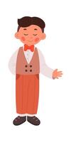 Waiter profession flat icon Boy in special uniform vector