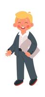 Lawyer profession flat icon Boy in suit with folder Illustration vector