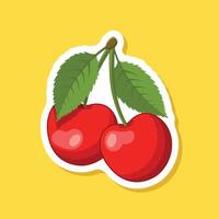 Two cherries on a yellow background vector