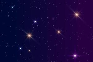 Starry Night Sky With Purple Glow vector