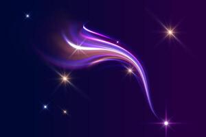 Flowing Purple Light With Glowing Stars vector