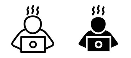 Burnout icon in black modern and lines and solid vector