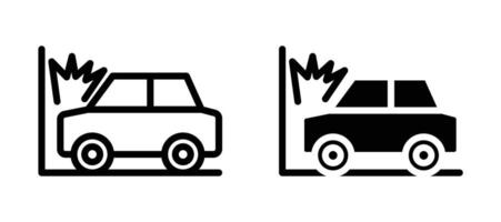 Car accident icon in black modern and lines and solid vector