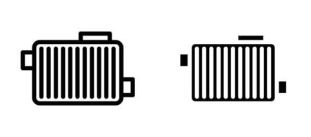 car radiator icon in black modern and lines and solid vector