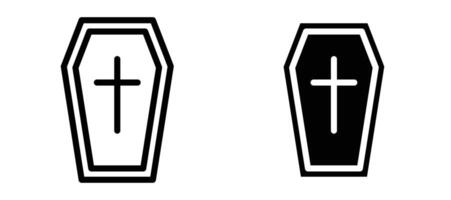 Coffin icon in black modern and lines and solid vector