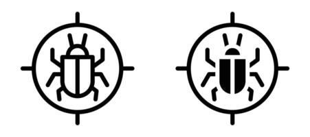 Debug icon in black modern and lines and solid vector