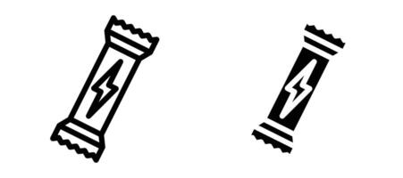 Energy bar icon in black modern and lines and solid vector