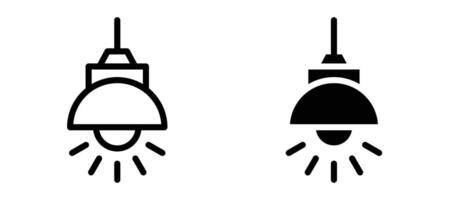 Hanging light icon in black modern and lines and solid vector