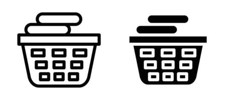 Laundry basket icon in black modern and lines and solid vector