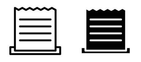 Paper receipt icon in black modern and lines and solid vector