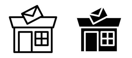 Post office icon in black modern and lines and solid vector