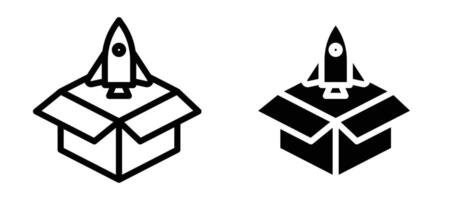 Product release icon in black modern and lines and solid vector