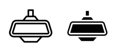 Rear mirror icon in black modern and lines and solid vector