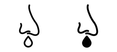Runny nose icon in black modern and lines and solid vector