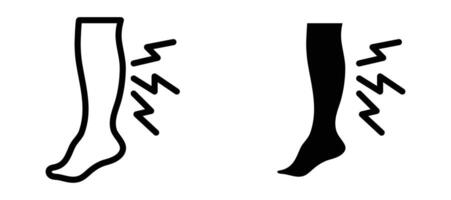 Shin pain icon in black modern and lines and solid vector