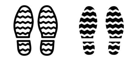 Shoe print icon in black modern and lines and solid vector