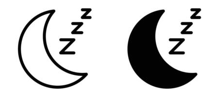 Sleep icon in black modern and lines and solid vector