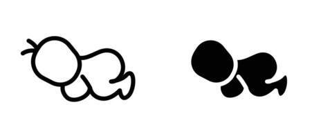 Sleeping baby icon in black modern and lines and solid vector