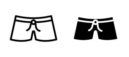 Swim shorts icon in black modern and lines and solid vector