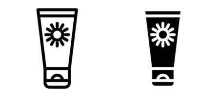 Sunscreen icon in black modern and lines and solid vector