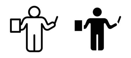 Teaching icon in black modern and lines and solid vector