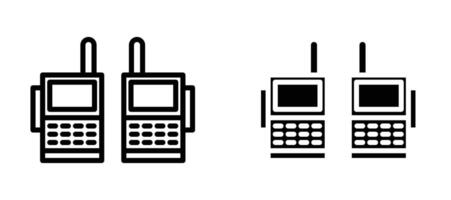 Two way radio icon in black modern and lines and solid vector