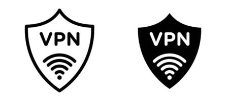 Vpn icon in black modern and lines and solid vector