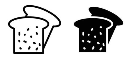 White bread icon in black modern and lines and solid vector
