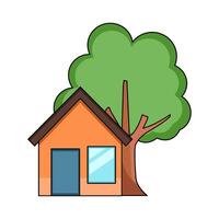 ilustración de casa con árbol vector
