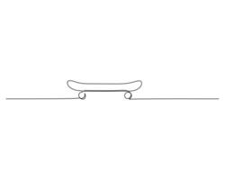 Simple line drawing of skateboard alone. Clean outline design for icon or minimalistic graphic. vector