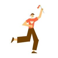Indonesian Person Waving Flag Celebrating Independence Day vector