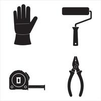 Collection of essential construction and diy tools for home improvement projects vector
