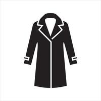 Classic black trench coat silhouette with lapels and cuffs vector