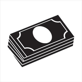 Stylized black and white representation of a stack of currency notes vector
