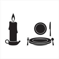 Romantic dinner setting with candles rose and wine vector