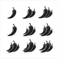 Chili pepper spiciness scale graphic with black silhouettes and labels vector