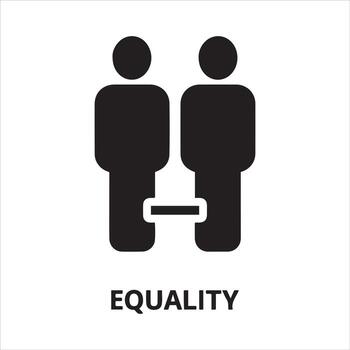 Symbol of two people standing side by side with a connecting bar representing equality vector