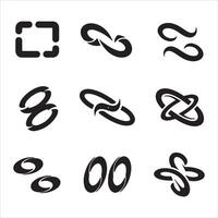 Collection of abstract black symbols representing connection and infinity vector