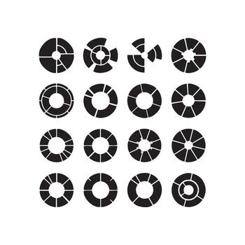 Collection of diverse circular segmented data visualization elements vector