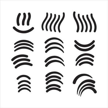 colección de resumen curvo líneas y ondulado golpes representando movimiento y energía vector