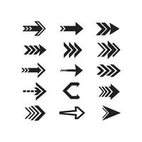 Collection of diverse black arrows pointing rightward on a white background vector