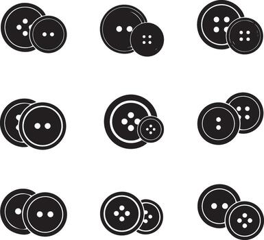Collection of black circular fasteners with different hole patterns vector