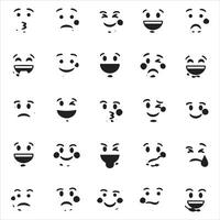 Collection of expressive yellow smiley faces with various emotions vector