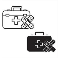 Medical kit and bandages symbol set for healthcare and first aid vector