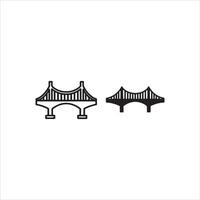 Two stylized suspension bridges in outline and silhouette vector