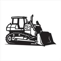 Heavy construction bulldozer with front loader and tracks vector