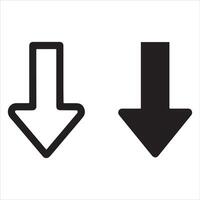 Two downward pointing arrows one filled one outline vector