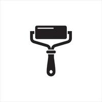 Simple black silhouette of a paint roller tool vector