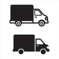 Two stylized representations of a delivery truck vector