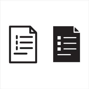 Two styles of document list icons simple outline and solid fill vector